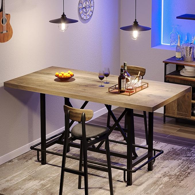 Tribesigns Bar Table, Industrial Counter Height Pub Table - Image 3