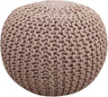 FRELISH DECOR Round Pouf Ottoman Hand Knitted 100% Cotton Pouf Foot Stool by FernishDecor
