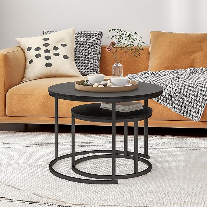 Round Coffee Table Set of 2 End Tables - Image 4