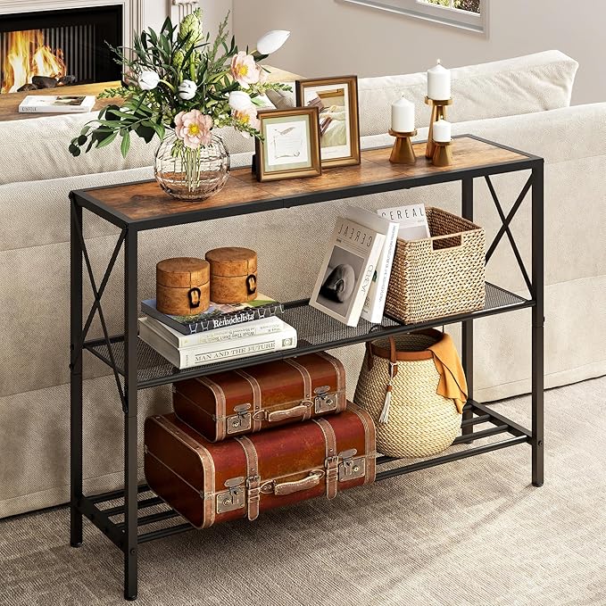 Hoctieon Industrial Console Table, 3 Tier Entryway Table, Hallway Table - Image 2