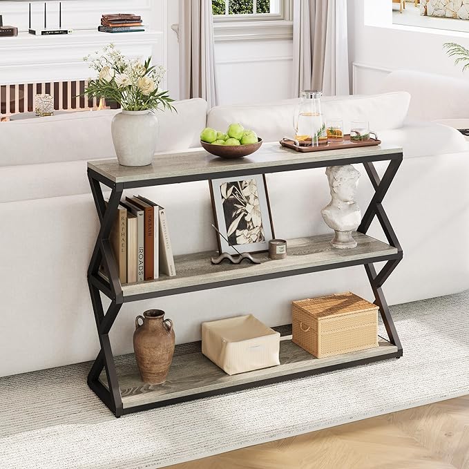 Industrial 3-Tier Console Table, Rustic Long Entryway Sofa Table - Image 3