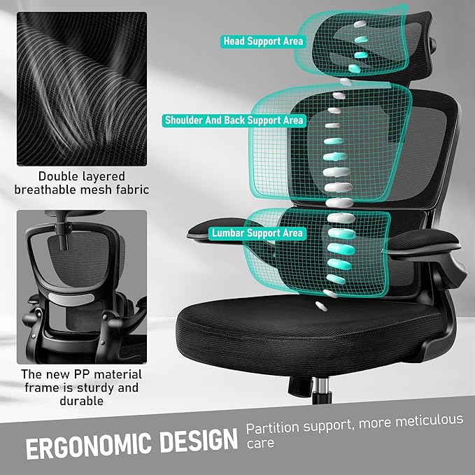 High Back Ergonomic Office Chair, Breathable Mesh Desk Chair - Image 4
