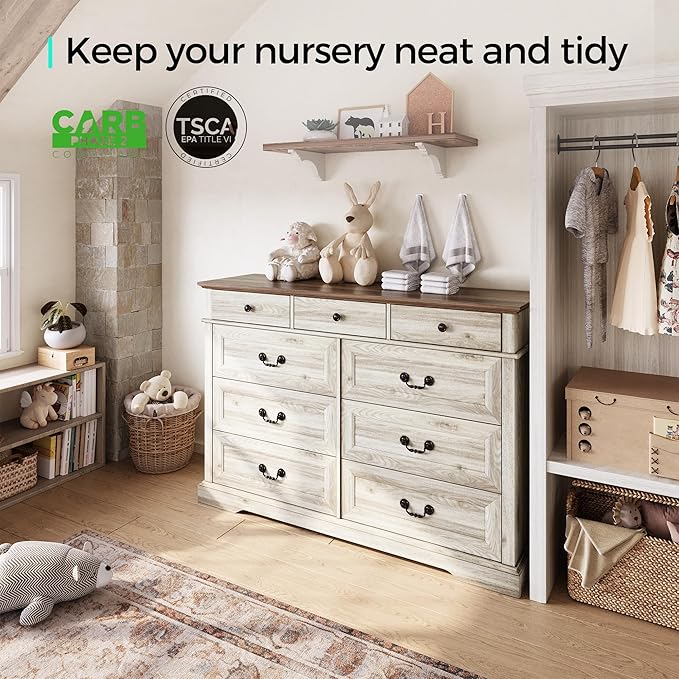 LINSY HOME Farmhouse 9 Drawers Dresser - Image 5