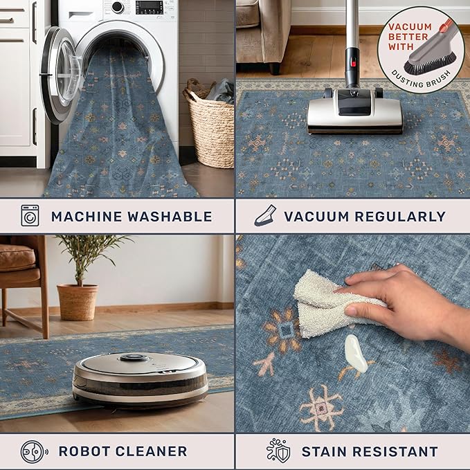 Washable Blue Rugs for Entryway Indoor - Image 4