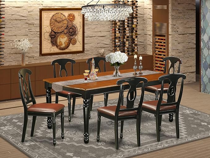 East West Furniture DOKE7-BCH-LC 7 Piece Dining Room Furniture Set Consist of a - Image 2