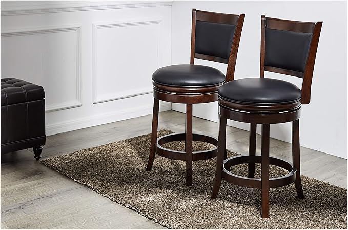 Ball & Cast Swivel Counter Height Barstool 24 Inch Seat Height Cappuccino Set - Image 8