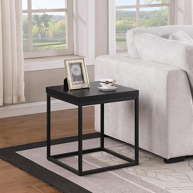 CENSI 18-Inch Black Marble Accent End Table/Side Table by CENSIFURNITURE