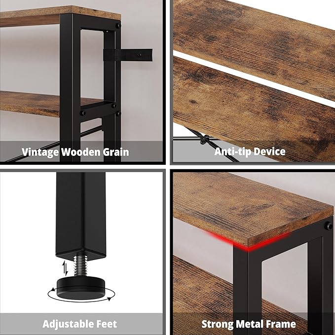 IRONCK Console Table with Power Outlet, Long Sofa Table with Shelves and - Image 7