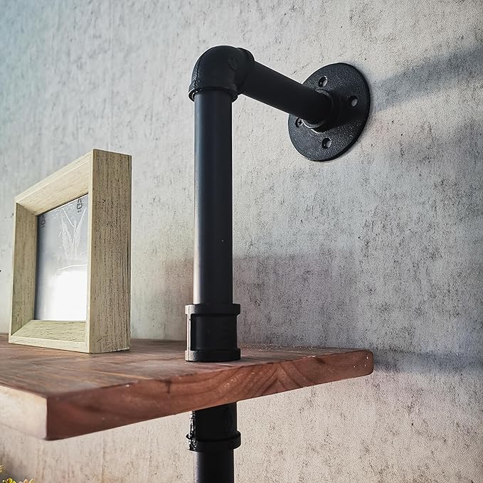 Industrial Ladder Shelves, Wall Mounted Rustic Bookshelf, Retro Wood Metal Pipe - Image 7