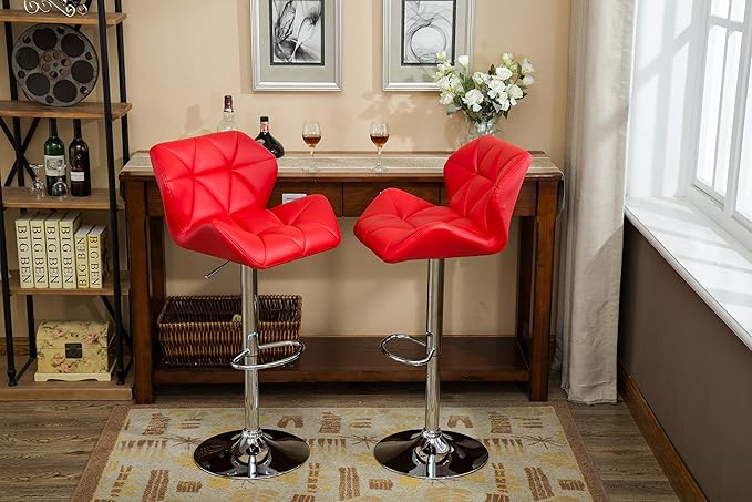 Roundhill Furniture Glasgow Contemporary Tufted Adjustable Height Hydraulic Red - Image 7