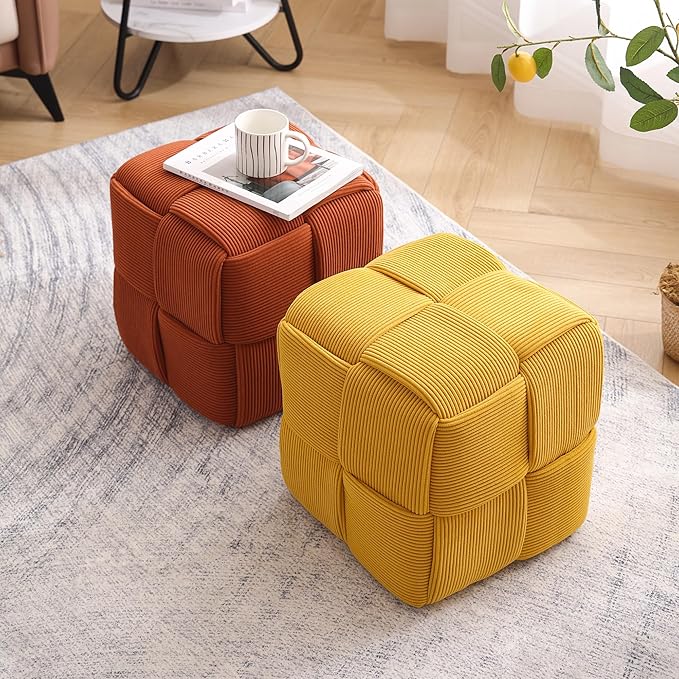 Ottoman Foot Rest Soft and Comfortable Ottoman Square Corduroy Woven Design - Image 6