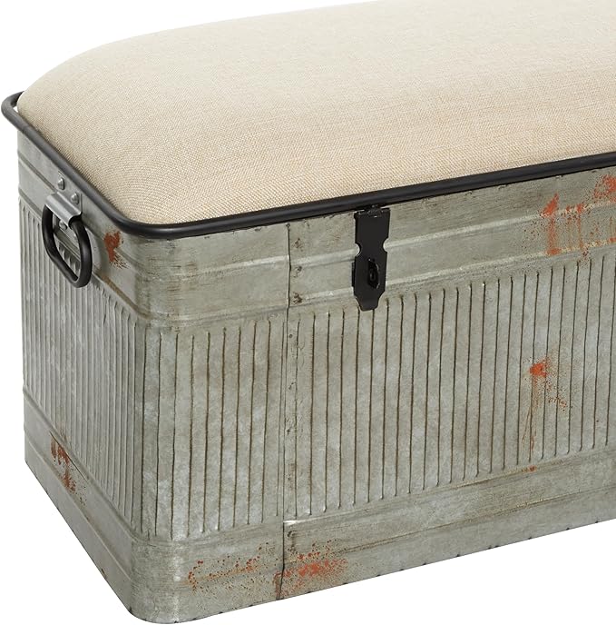 Deco 79 Metal Room Storage Bench Galvanized Entryway Bench - Image 7