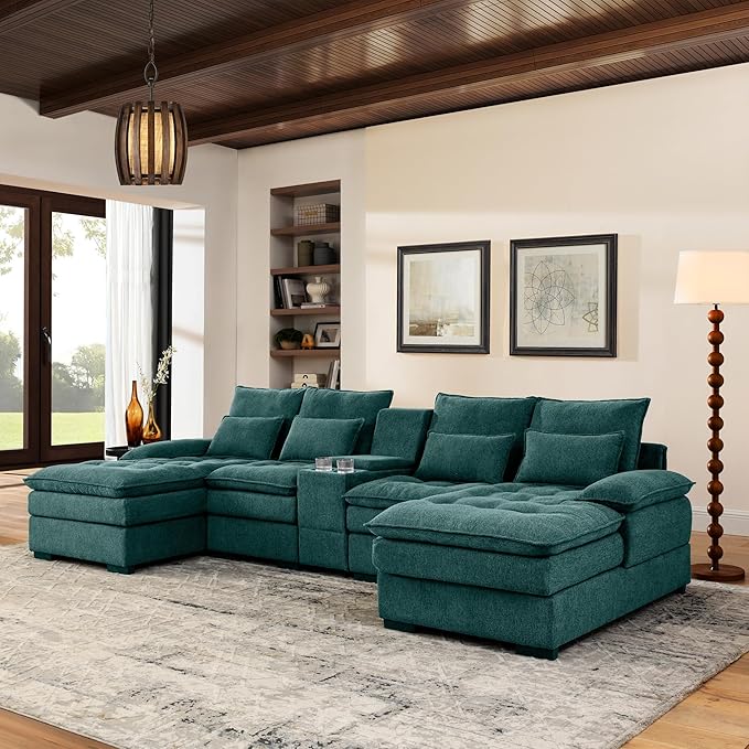 KEIKI 130" U-Shaped 6 seat Sofa by Unknown