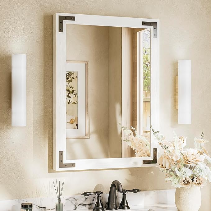 TETOTE 22 x 30 White Wood Framed Mirror by TETOTE