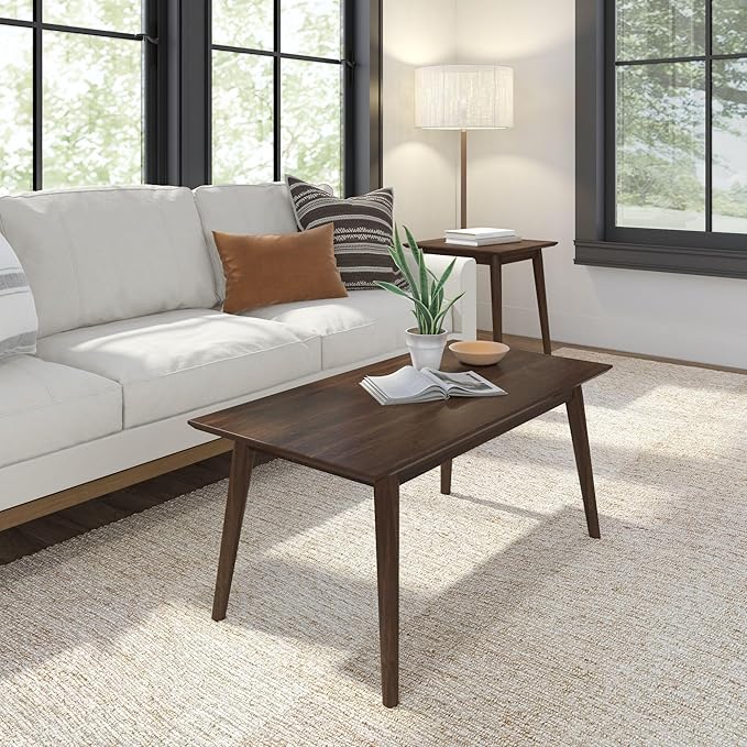 Plank+Beam 40 Inch Mid Century Modern Coffee Table, Wood Coffee Tables by PlankBeam