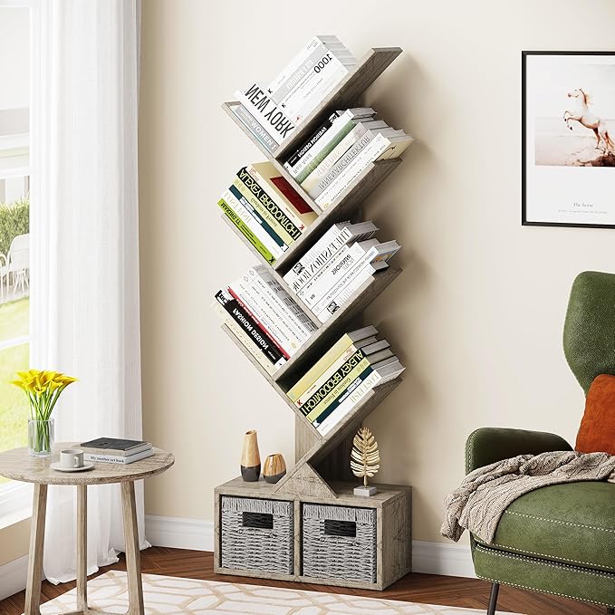 Vagusicc 6 Tier Tree Bookshelf, Small Bookcase - Image 4