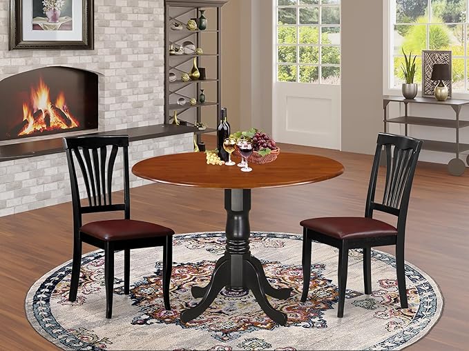 East West Furniture DLAV3-BCH-LC 3 Piece Modern Dining Table Set Contains a - Image 2