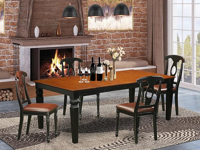 East West Furniture LGKE5-BCH-LC 5 Piece Dinette Set - Image 2
