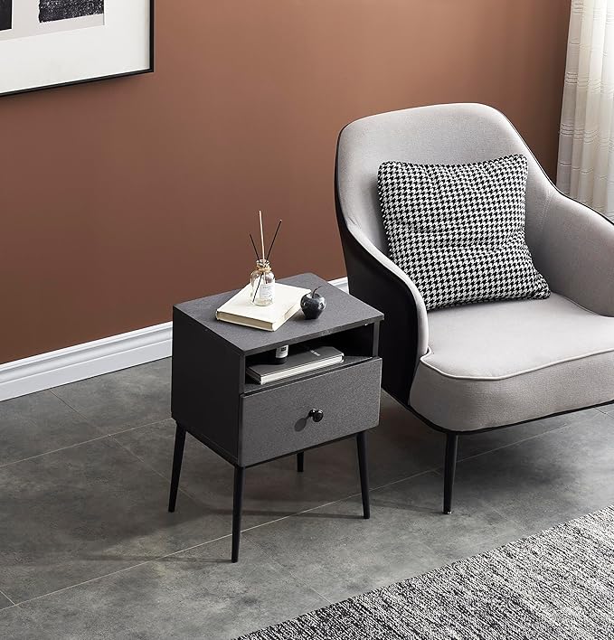 VECELO Modern Night Stand, Square Side Table, End Table - Image 6
