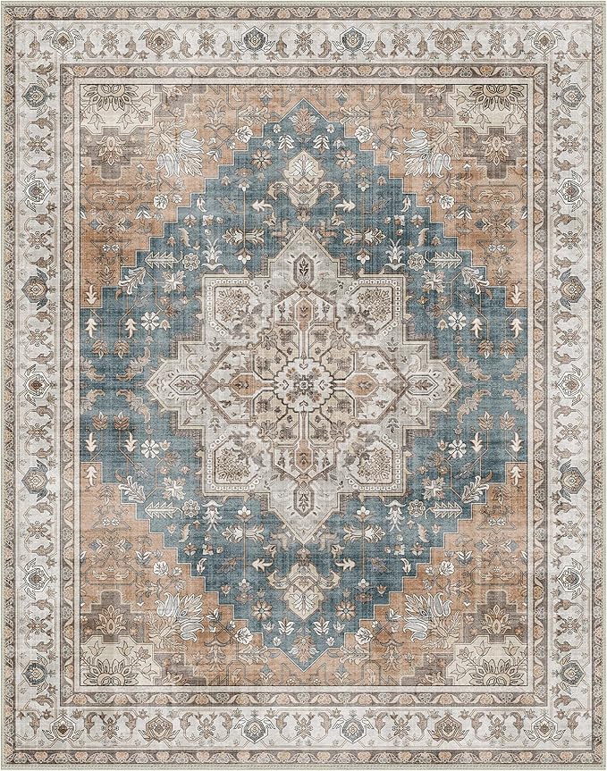 GENIMO 8x10 Area Rugs for Living Room, Machine Washable Non Slip Vintage Retro - Image 7