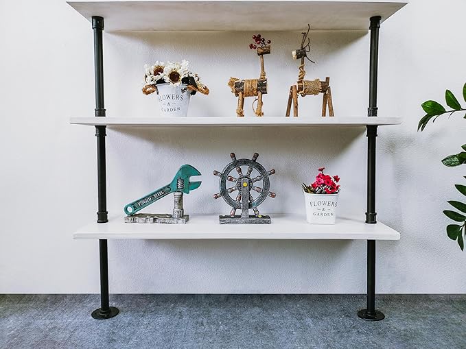 6 Tier Industrial Ladder Shelf Bookcase, Wall Mounted Rustic Bookshelf - Image 7