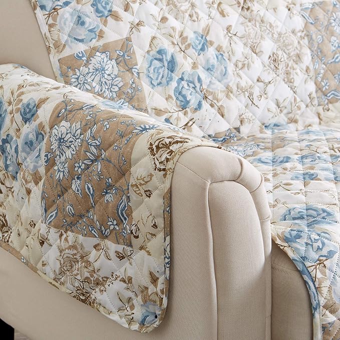 Great Bay Home Reversible Floral Patchwork Furniture Protector Scalloped Edge - Image 2