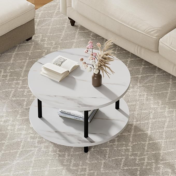 Round Coffee Table, 23.6" Circle Coffee Table - Image 6