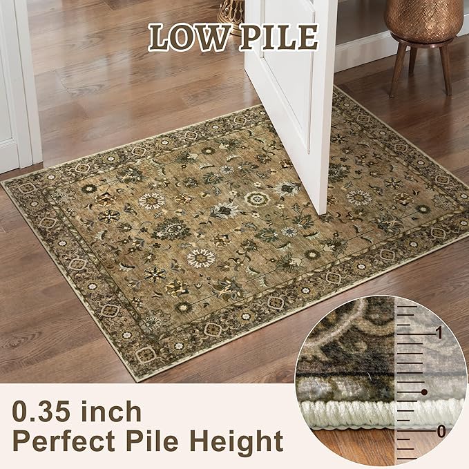 Tangsoo Vintage Floral Rug 2x3 Washable Rugs - Image 3