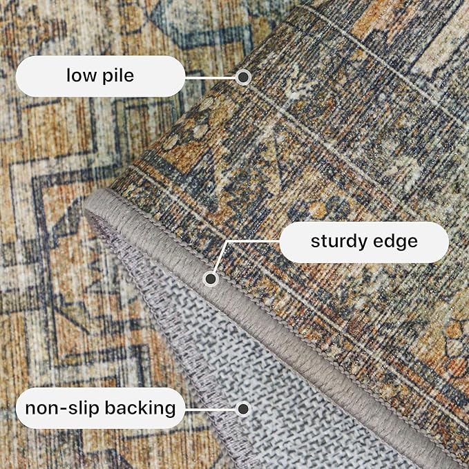 GENIMO 6x9 Area Rugs for Living Room, Machine Washable Non Slip Vintage Rugs - Image 6