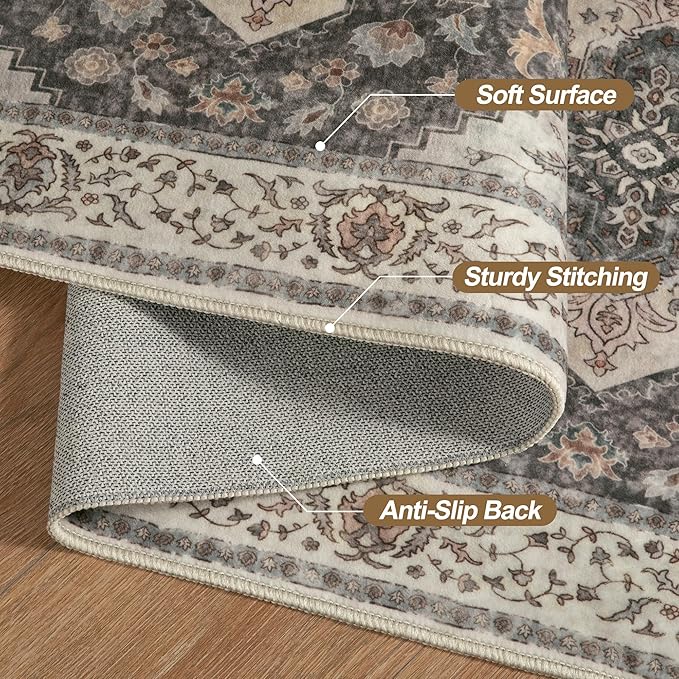 Tangsoo 2x3 Washable Rugs for Entryway, Vintage Non Slip Small Area Rug - Image 6