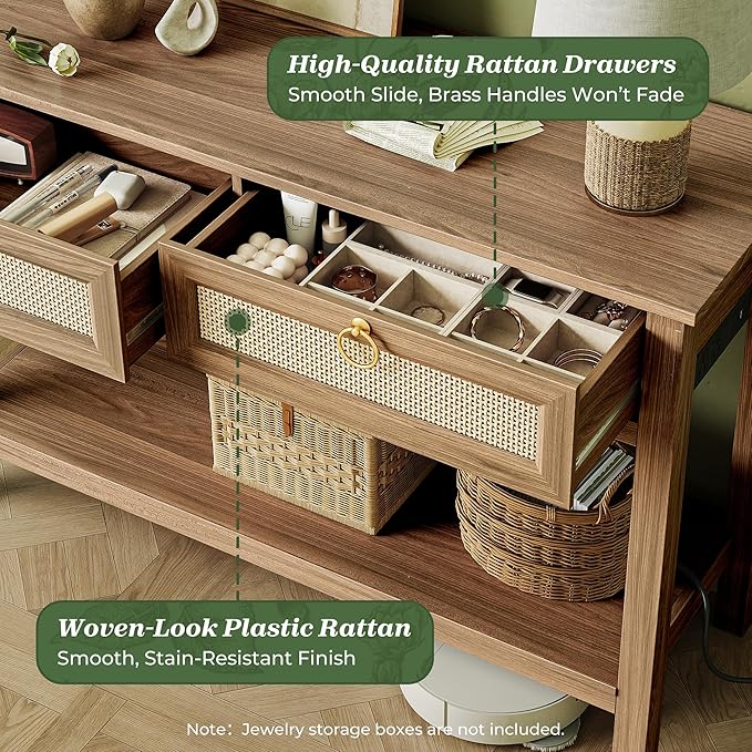 SUPERJARE Rattan Console Sofa Table - Image 6