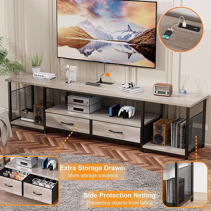 TV Stand with Drawers and Power Outlets - Image 3