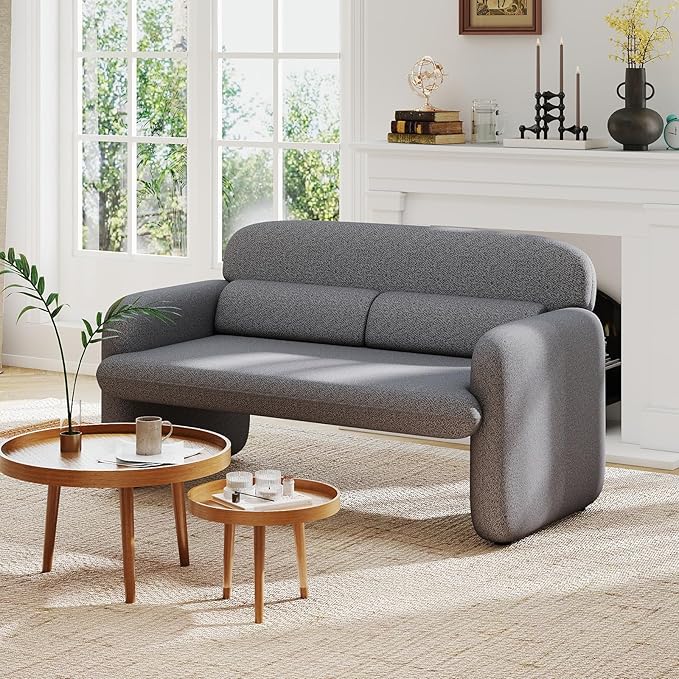 Furnimart Modern Loveseat Sofa, Comfy Upholstered Minimalist Couch, Small by FurnimartFurniture
