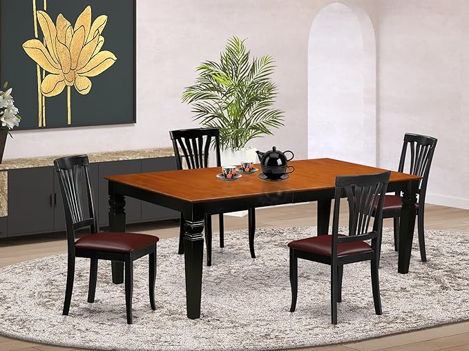 East West Furniture LGAV5-BCH-LC 5 Piece Kitchen Table Set Includes a Rectangle - Image 2