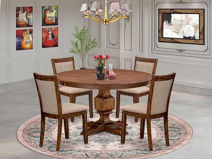 F3MZ5-50N-04 5-Pc Dining Room Set consists of a Pedestal Kitchen Table and 4 - Image 2