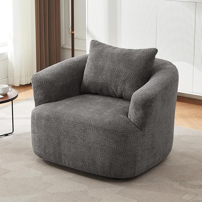 Merax Modern 360° Chenille Swivel Barrel Chair by Merax