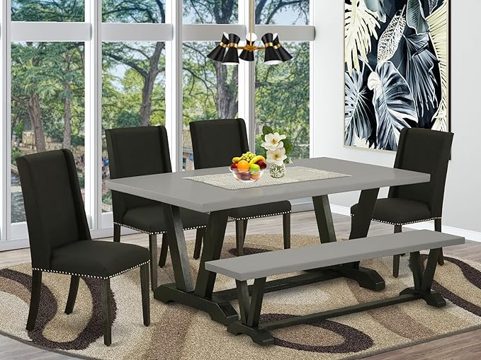 East West Furniture V697FL624-6 6 Piece Dining Table Set Contains a Rectangle - Image 2