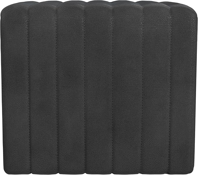 HomePop Modern Channel Tufted Faux Leather Ottoman Home Décor|Ottoman - Image 5