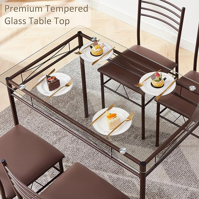 VECELO Kitchen Dining Room Table and Chairs 5-Piece Dinette Sets, Space Saving - Image 4
