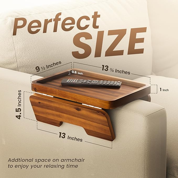 HOLANA Acacia Wood Sofa Armrest Tray - Image 2