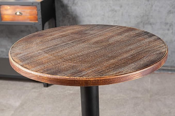 LOKKHAN 42" Tall Rustic Industrial Bar Table-19.68" Dia Round Wooden Top Metal - Image 8