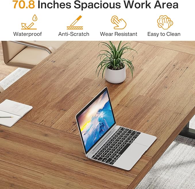 Tribesigns 70.8-Inch Executive Desk, Large Computer Office Desk Workstation - Image 5
