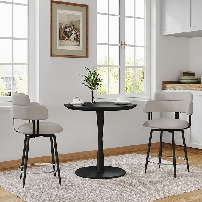 Swivel Bar Stools Set of 2, Counter Height Bar Stools - Image 8