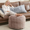 Round Pouf Ottoman 26 * 18" Small Ottoman Foot Rest Pouf Brown Foot Stools by Unknown