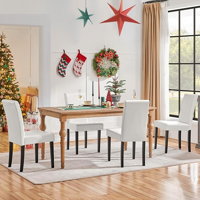 Yaheetech Dining Chairs Set of 4 PU Leather Upholstered Parsons Dining Chairs - Image 2