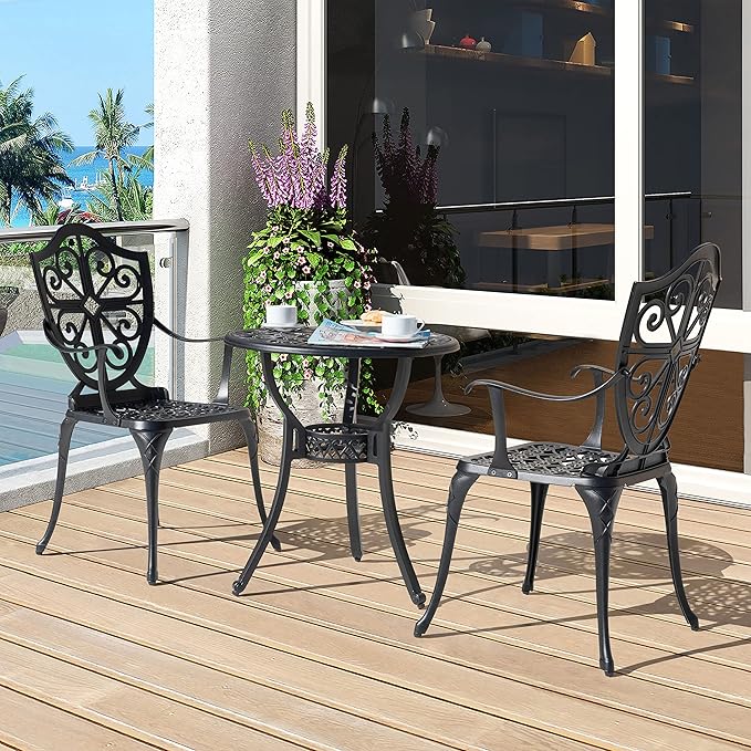 NUU GARDEN 3 Piece Outdoor Bistro Set All Weather Cast Aluminum Patio Set - Image 9