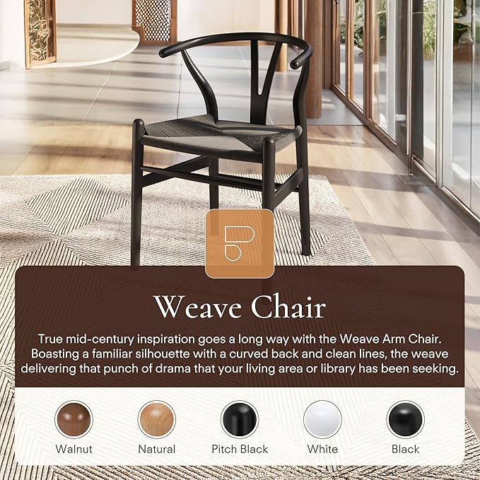 POLY & BARK Weave Chair Set of 2 in Pitch Black - Image 3