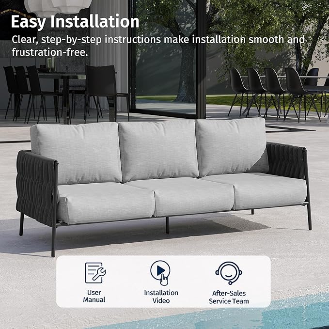EAST OAK Life Chatter Outdoor Patio Furniture | Outdoor Sofa 3 Seats - Image 8