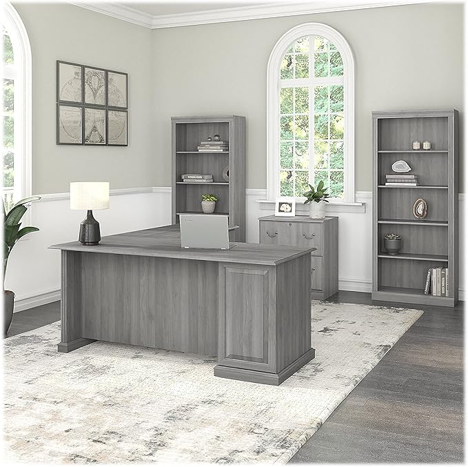 Bush Furniture Saratoga Tall 5 Shelf Bookcase in Modern Gray, Home Office - Image 8