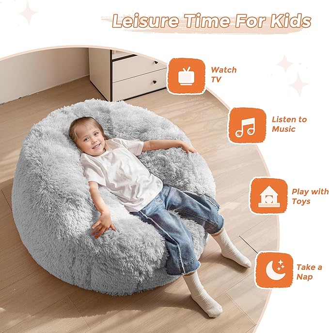 MAXYOYO Kids Bean Bag Chair, Stuffed Faux Fur Bean Bag - Image 7